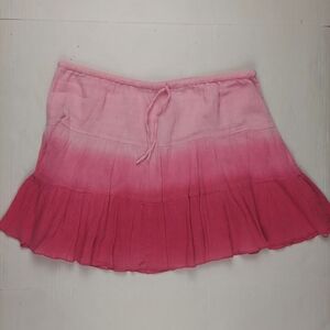 Pink Ruffle Mini Skirt 2000s Y2k Girlie Large Junior Size 14